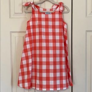 EUC Girls Coral and white check dress Size 6